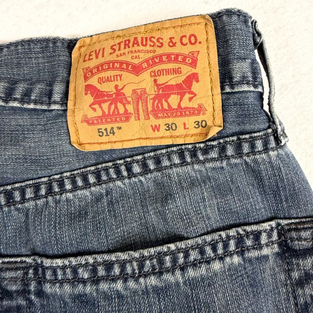 Levis 514 Straight Fit Mens Jeans 30x30 Medium Wash Blue Denim Pants 8021